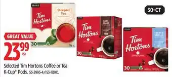 Canadian Tire Keurig selected tim hortons coffee or tea k-cup® pods offer