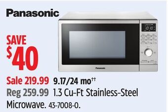 Canadian Tire Panasonic 1.3 cu-ft stainless-steel microwave offer