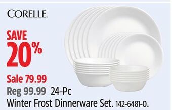 Canadian Tire Corelle winter frost dinnerware set offer