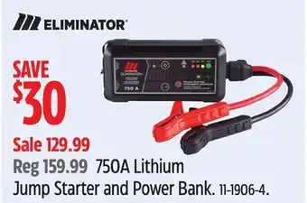 Canadian Tire Eliminator 750a lithium jump starter and power bank offer