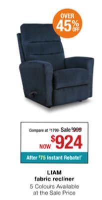 La Z Boy Liam fabric recliner offer
