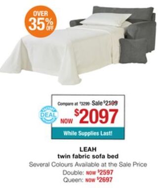 La Z Boy Leah twin fabric sofa bed offer