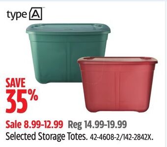 Canadian Tire Type a selected storage totes offer