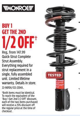 Canadian Tire Monroe quick-strut complete strut assembly offer