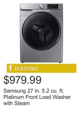 Costco Samsung 27 in. 5.2 cu. ft. platinum front load washer with steam offer