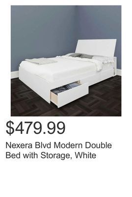 Costco Nexera blvd modern double bed with storage, white offer