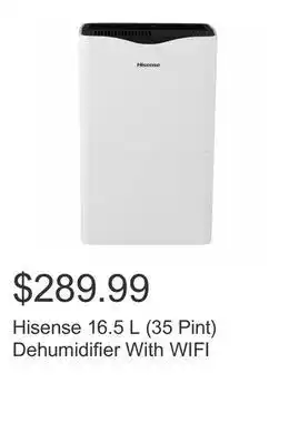 Costco Hisense 16.5 l (35 pint) dehumidifier with wifi offer