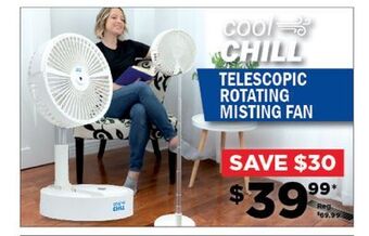 Showcase Cool chill telescopic rotating misting fan offer