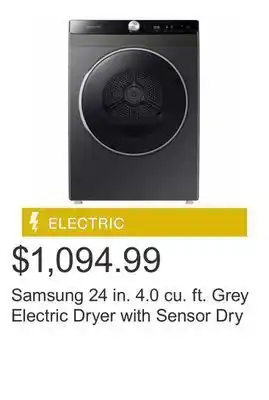 Costco Samsung 24 in. 4.0 cu. ft. grey electric dryer with sensor dry offer
