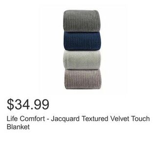 Costco Life comfort - jacquard textured velvet touch blanket offer