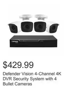 Costco Defender vision 4-channel 4k dvr security system with 4 bullet cameras offer