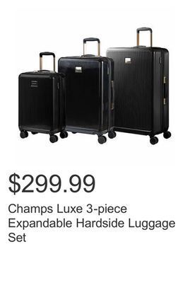 Costco Champs luxe 3-piece expandable hardside luggage set offer