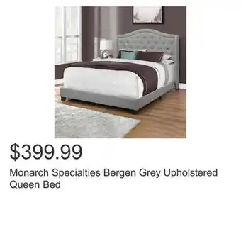 Costco Monarch specialties bergen grey upholstered queen bed offer