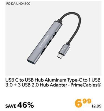 Shopper+ Usb c to usb hub aluminum type-c to 1 usb 3.0 + 3 usb 2.0 hub adapter - primecables offer