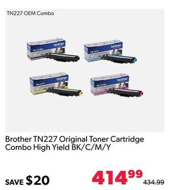 Shopper+ Brother tn227 original toner cartridge combo high yield bk/c/m/y offer