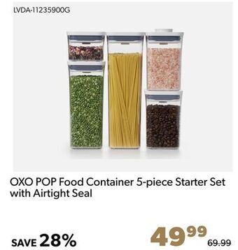 Shopper+ Oxo pop food container 5-piece starter set with airtight seal offer