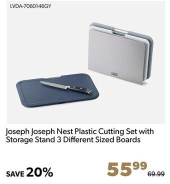 Shopper+ Joseph joseph nest plastic cutting set with storage stand 3 diﬀerent sized boards offer