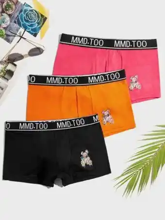 SheIn Men 3pcs cartoon graphic contrast letter tape boxer brief offer