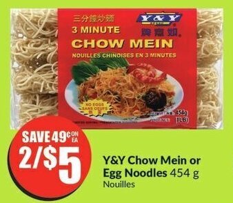 FreshCo Y&Y Chow Mein or Egg Noodles 454 g offer