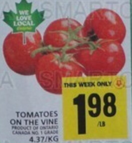 Food Basics TOMATOES ON THE VINE offer