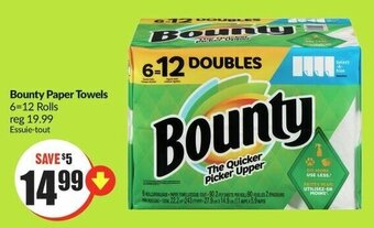 FreshCo Bounty Paper Towels 6=12 Rolls offer