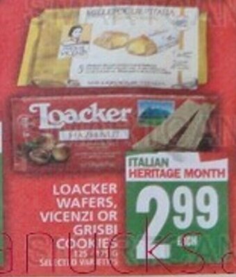 Food Basics LOACKER WAFERS, VICENZI OR GRISBI COOKIES offer