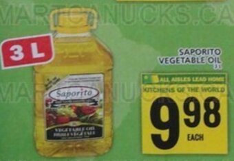 Food Basics SAPORITO VEGETABLE OIL 3 L offer