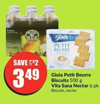 FreshCo Gioia Petit Beurre Biscuits 500 g Vita Sana Nectar 6 pk offer