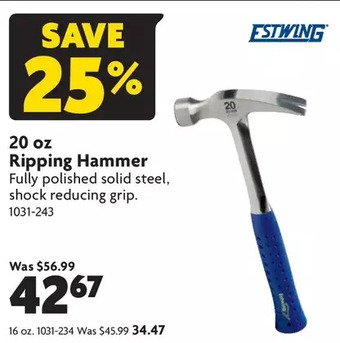 Home Hardware 20 oz ripping hammer | 16 oz offer