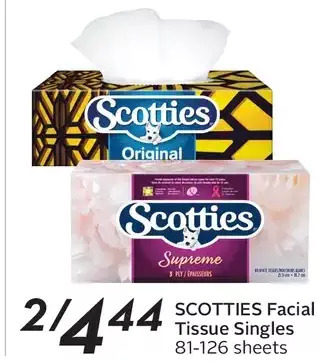 Sobeys Scotties facial tissue singles offer