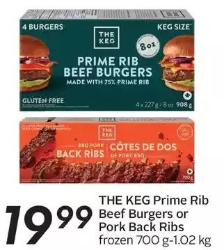 Sobeys The keg prime rib beef burgers or pork back ribs offer