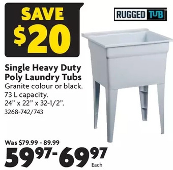 Home Hardware Single heavy duty poly laundry tubs offer