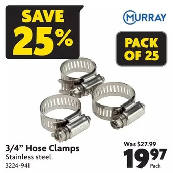 Home Hardware 3/4 hose clamps offer