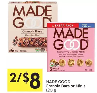 Foodland Made good granola bars or minis offer