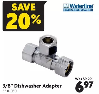 Home Hardware 3/8 dishwasher adapter offer