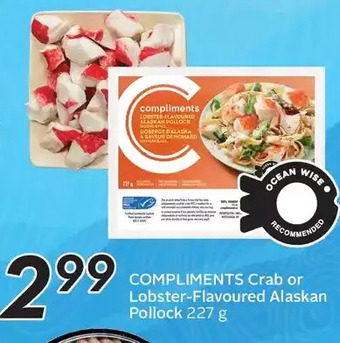 Sobeys Compliments crab or lobster-flavoured alaskan pollock offer