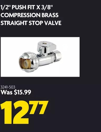 Home Hardware 1/2 push fit x 3/8 compression brass straight stop valve offer