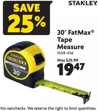 Home Hardware 30' fatmax tape measure offer