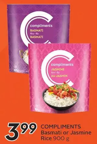 Sobeys Compliments basmati or jasmine rice offer