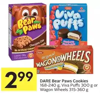 Foodland Dare bear paws cookies, viva puffs or wagon wheels offer