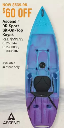Bass Pro Ascend 9r sport sit-on-top kayak offer