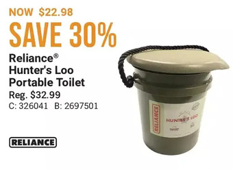Bass Pro Reliance hunter's loo portable toilet offer