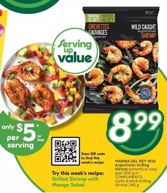 Sobeys Urban Fresh Marina del rey wild argentinian grilling shrimp or compliments garlic & herb grilling shrimp offer