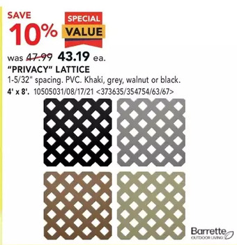 RONA Barrette privacy lattice offer