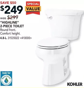 RONA Kohler highline 2-piece toilet. 4.8-l offer