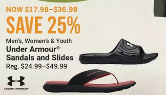Bass Pro Under armour sandals and slides offer