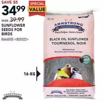 RONA Armstrong sunflower seeds for birds offer