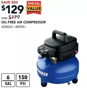 RONA Kobalt oil-free air compressor offer
