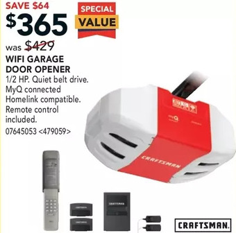 RONA Craftsman wifi garage door opener offer