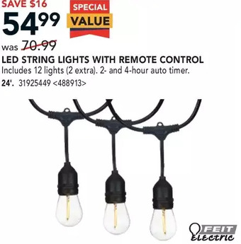 RONA Feit electric led string lights with remote control offer